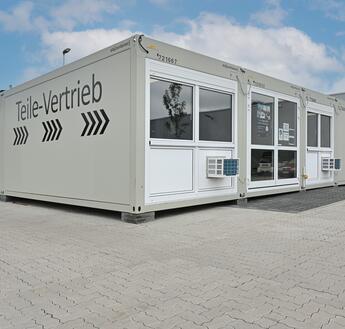 Mobile sales and service rooms in the car dealership container